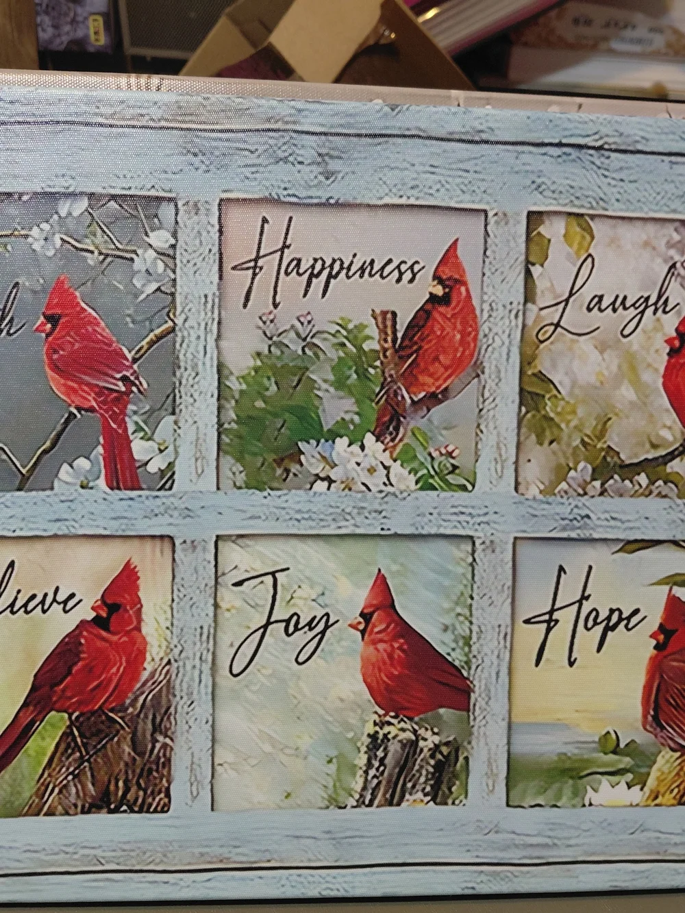 Two Cardinal Wall Art Signs in Red and Cream - Inspirational Home Decor